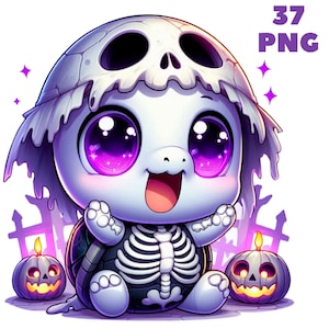 37 PNG Halloween Schildkröte Clipart, niedliche Tiere, Halloween Clipart, Clipart Bundle, Illustrationen, Instant Download für kommerzielle Nutzung