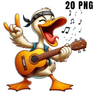 Funny Cartoon Duck Clipart, Cute Duck PNG - Hilarious Quacky Bird Digital Download for Kids, Invitations, Stickers, Scrapbooking