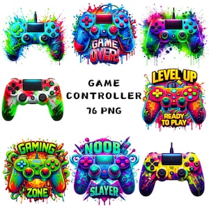 Clipart de contrôleur de jeu PNG 76, PNG de haute qualité, fabrication de cartes, technique mixte, jeux, illustrations, téléchargement immédiat pour usage commercial
