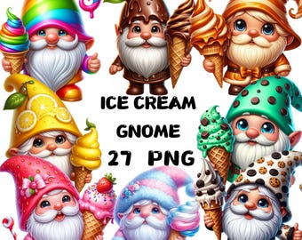 IJskabouter clipartbundel, zomerkabouters png, dessertstickers voor kaarten, plakboek, sublimatie, instant download, commercieel gebruik