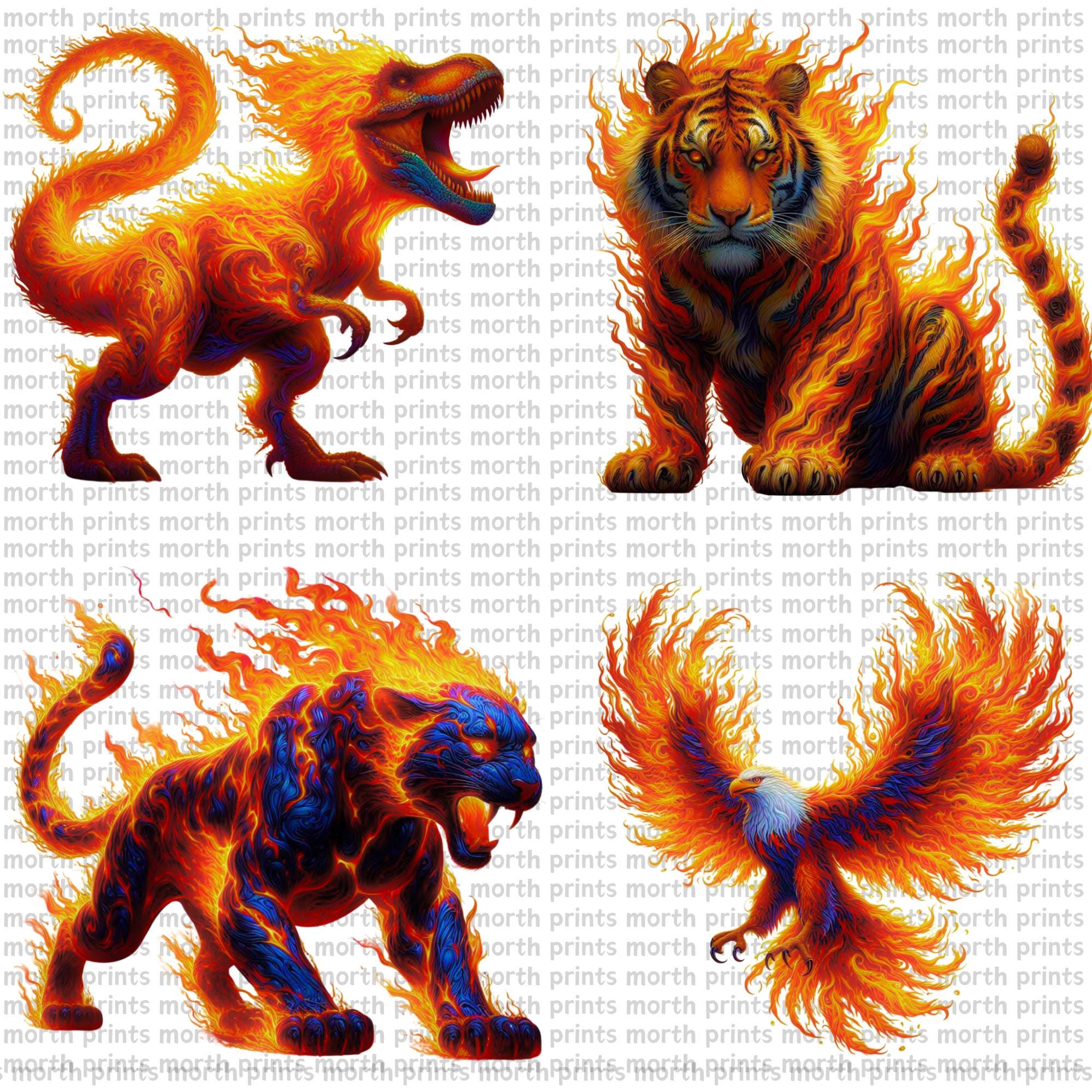 Fiery Animals Clipart PNG, Lion, Tiger, Snake & Bear With Flames ...