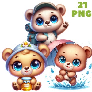 21 PNG Cute Bear P2 Clipart, Orso carino, orsacchiotto png, orsacchiotto clipart, bundle, Illustrazioni, Download immediato per uso commerciale