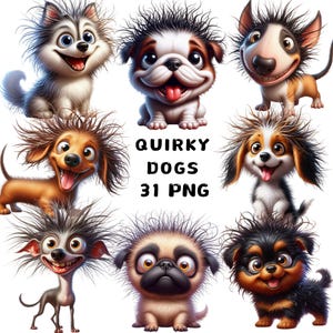 Lustiger Hund Clipart: 31 schrullige Aquarell PNG-Bilder (Digital Craft)