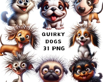 Funny Dog Clipart, Quirky Watercolor Puppy PNG for Cards, Stickers, Scrapbooking, Instant Download, Sublimation Designs, Commercial Use