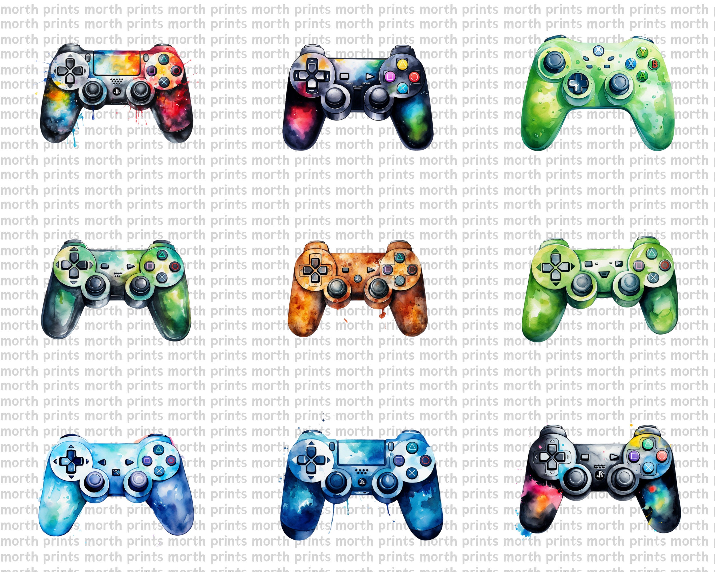 Watercolor Game Controller Clipart PNG, Video Game Console, Gaming, 40 ...