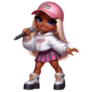 22 PNG Hip Hop Girls Clipart, Hip Hop Chibi Girls, Chibi Bundle, Chibi Clipart, Ilustraciones, Descarga instantánea para uso comercial