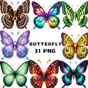 31 PNG Schmetterling Clipart, niedlicher Schmetterling, bezaubernd, magisch, Fantasy Schmetterling, Frühling, Illustrationen, Sofort-Download für kommerzielle Nutzung