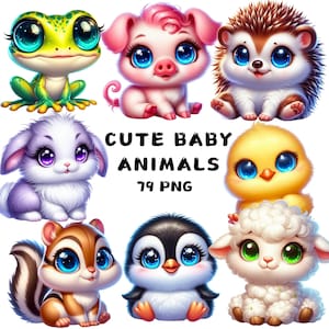 79 PNG Cute Baby Animals Clipart , Animals Clipart, Sweet animals , Cute Baby Animals, Illustrations , Instant Download for Commercial Use