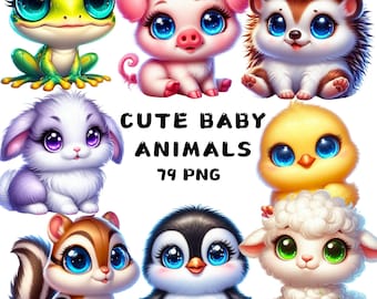 79 PNG Cute Baby Animals Clipart , Animals Clipart, Sweet animals , Cute Baby Animals, Illustrations , Instant Download for Commercial Use