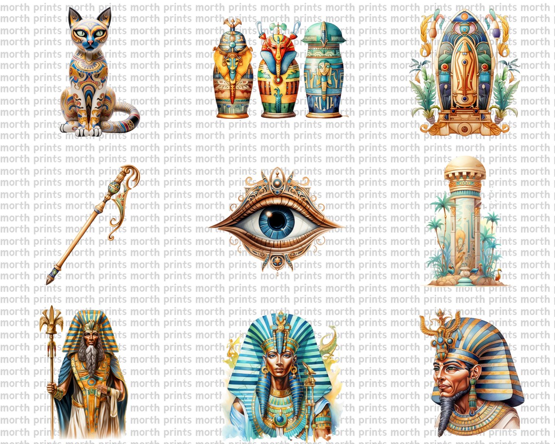 Watercolor Ancient Egypt Clipart PNG, Pharaohs, Pyramids & Sphinx ...