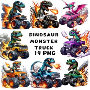 19 PNG, Dinosaurier Monstertruck Clipart, Extrem Geländewagen Clipart, Monstertruck, Illustrationen, Sofort-Download für kommerzielle Nutzung