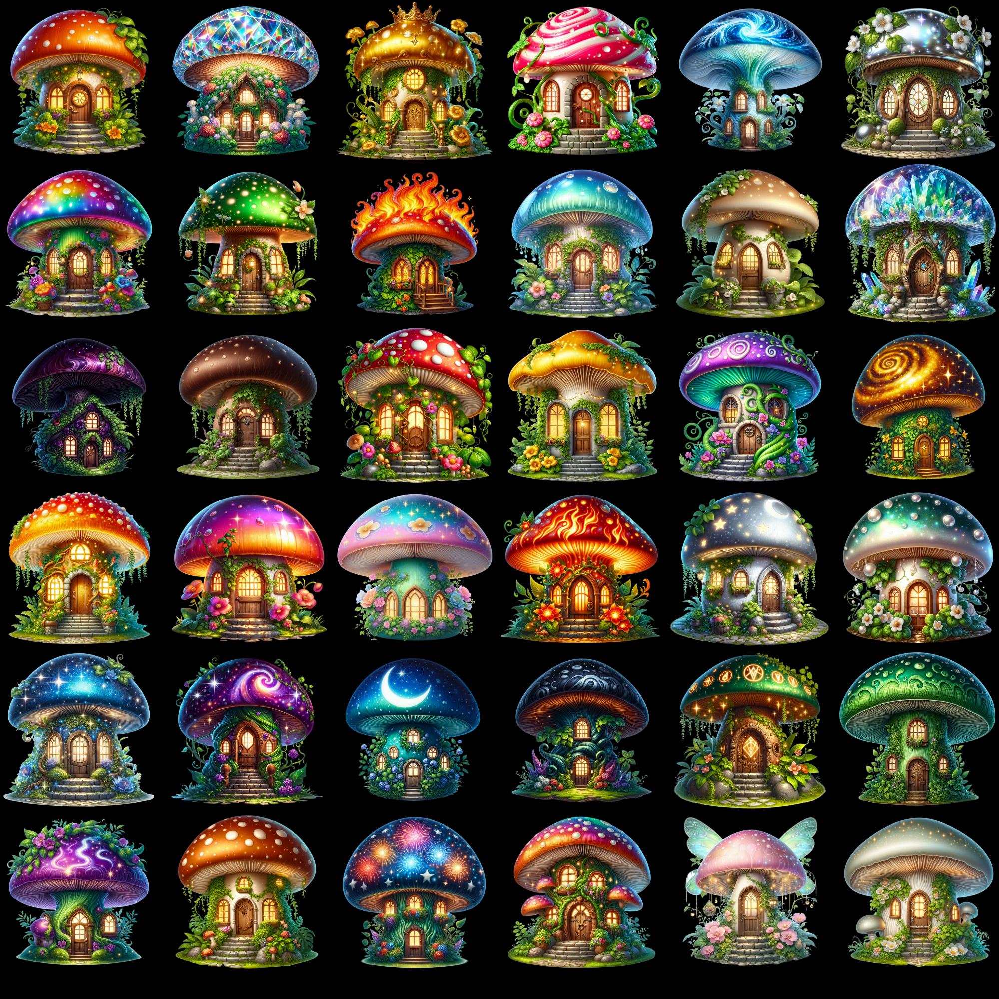 Watercolor Mushroom House Clipart PNG, Magical Fairy Home & Doors ...