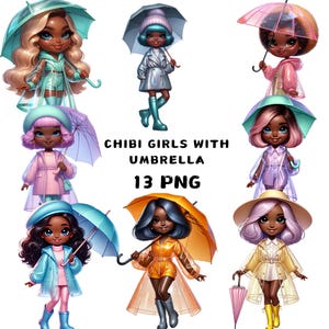 Cute Chibi Girl Clipart PNG – Adorable Anime‑Style Kawaii Girl with Pastel Colors & Big Eyes, Digital Download for Kids Crafts, Stickers