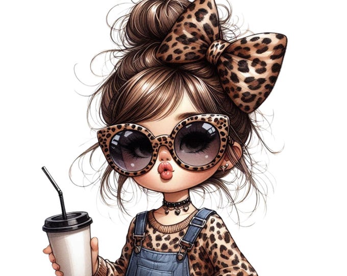 12 Trendy Girl PNG Clipart - Stylish Brunette With Leopard Bow ...