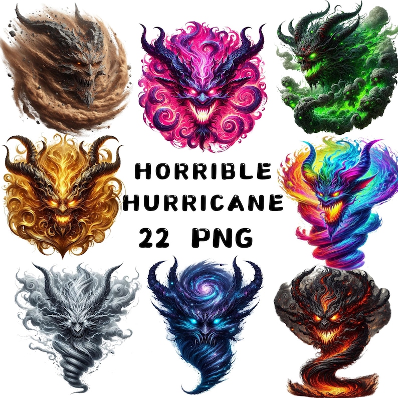 Fiery Demon Clipart, Fire Demon PNG Bundle, Dark Fantasy Graphics for ...