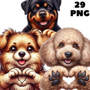 Dog Hearts Clipart Bundle ,29 PNG Cute Puppy Graphics, Adorable Doggy, Love Printables, Instant Digital Download, Unlimited Commercial Use