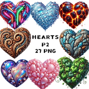 27 PNG Corazones Clipart, Corazón lindo, Clipart de San Valentín, Amor png, Corazón rosa, Corazón rojo, Ilustraciones, Descarga instantánea para uso comercial