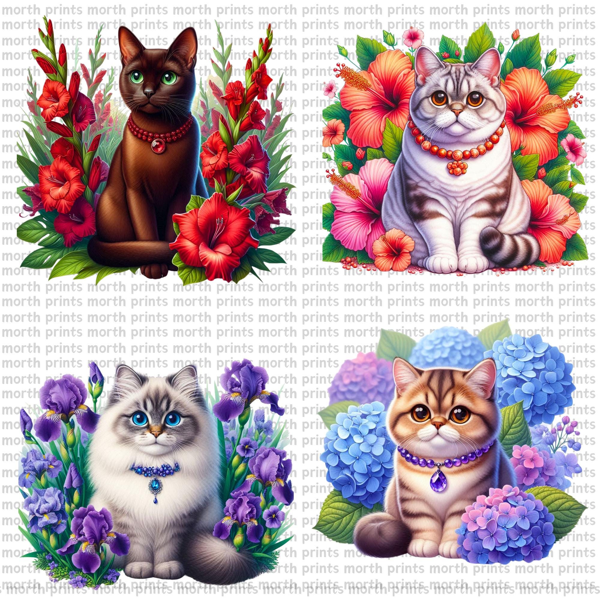 Floral Cats Clipart PNG, Cute Kittens With Flower Crowns, 29 PNG Files ...