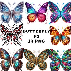 29 PNG Schmetterling Clipart, niedlicher Schmetterling, süße Tiere, Fantasy Schmetterling, Frühling, Illustrationen, sofortiger Download für kommerzielle Nutzung