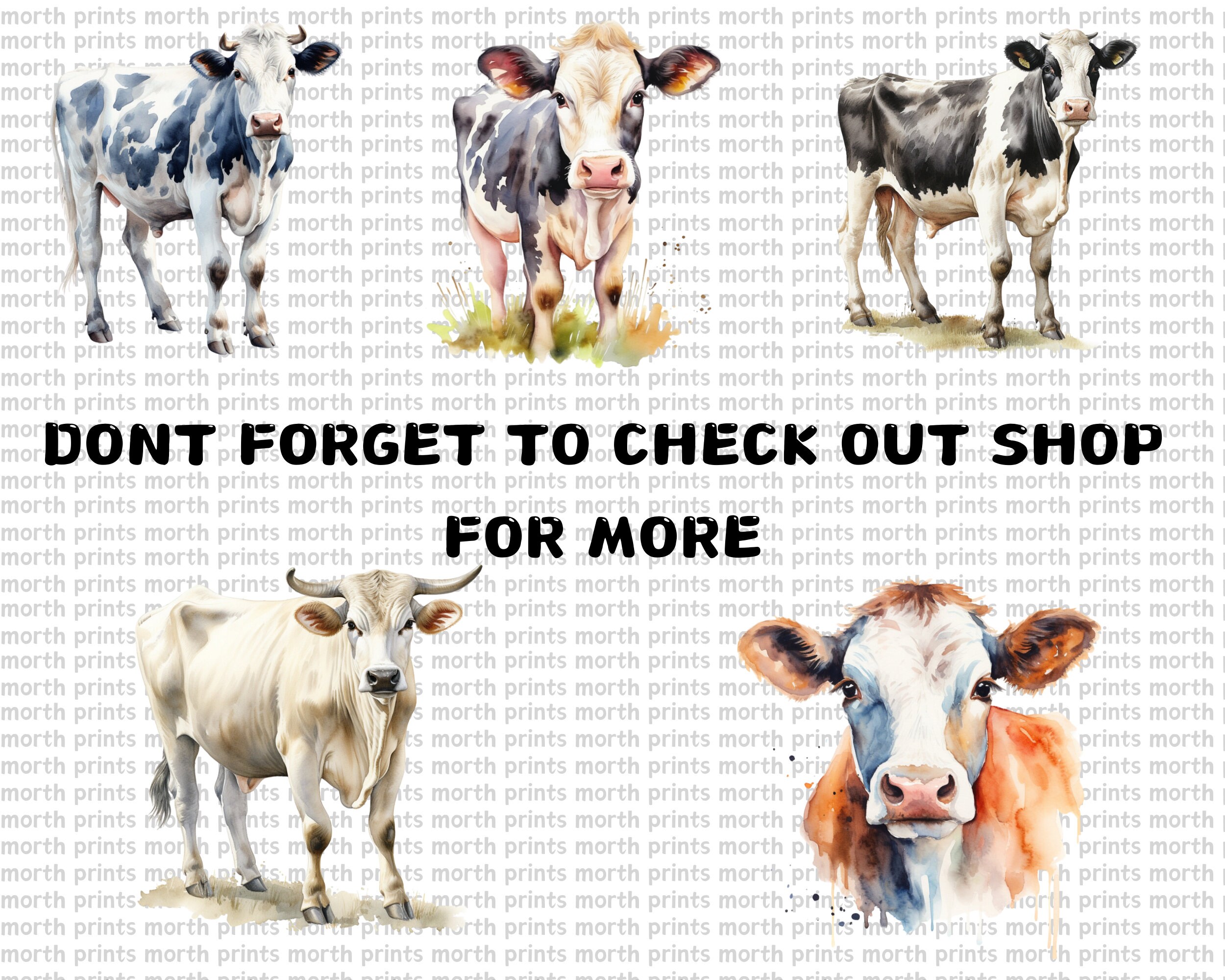 Watercolor Farm Animals Clipart PNG, Cow Pig Horse Goat Sheep, 55 PNG ...