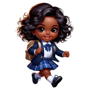 24 PNG School Children Clipart, Chibi girl, Backpack, Pencil, Notebook, Chibi girl, Illustrations, Descarga instantánea para uso comercial