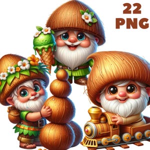 22 PNG Kokosnuss Gnome Clipart, niedlicher Gnom, Obst Gnom, Kokosnuss png, Obst png, Illustrationen, Sofortiger Download für kommerzielle Nutzung