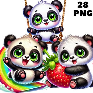28 PNG Lindo bebé panda Clipart, Animales Clipart, Animales dulces, Lindos animales bebés, Ilustraciones, Descarga instantánea para uso comercial