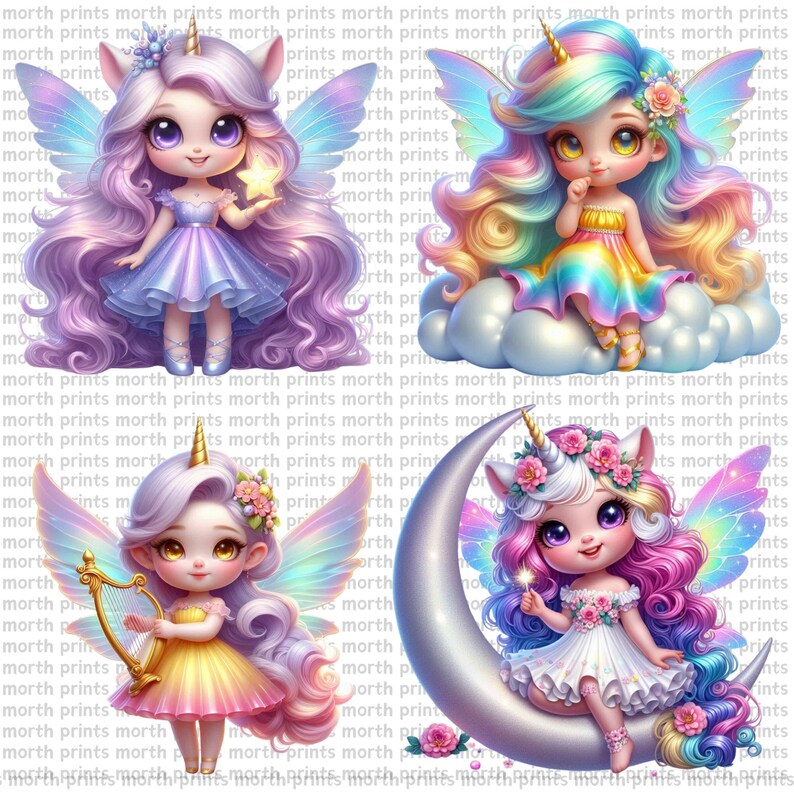 Unicorn Fairy Clipart PNG, Cute Magical Fairy & Baby Unicorn Art ...