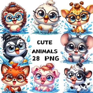 Funny Animals Clipart , Animals Clipart, Sweet animals , Cute Baby Animals, Illustrations , Instant Download for Commercial Use
