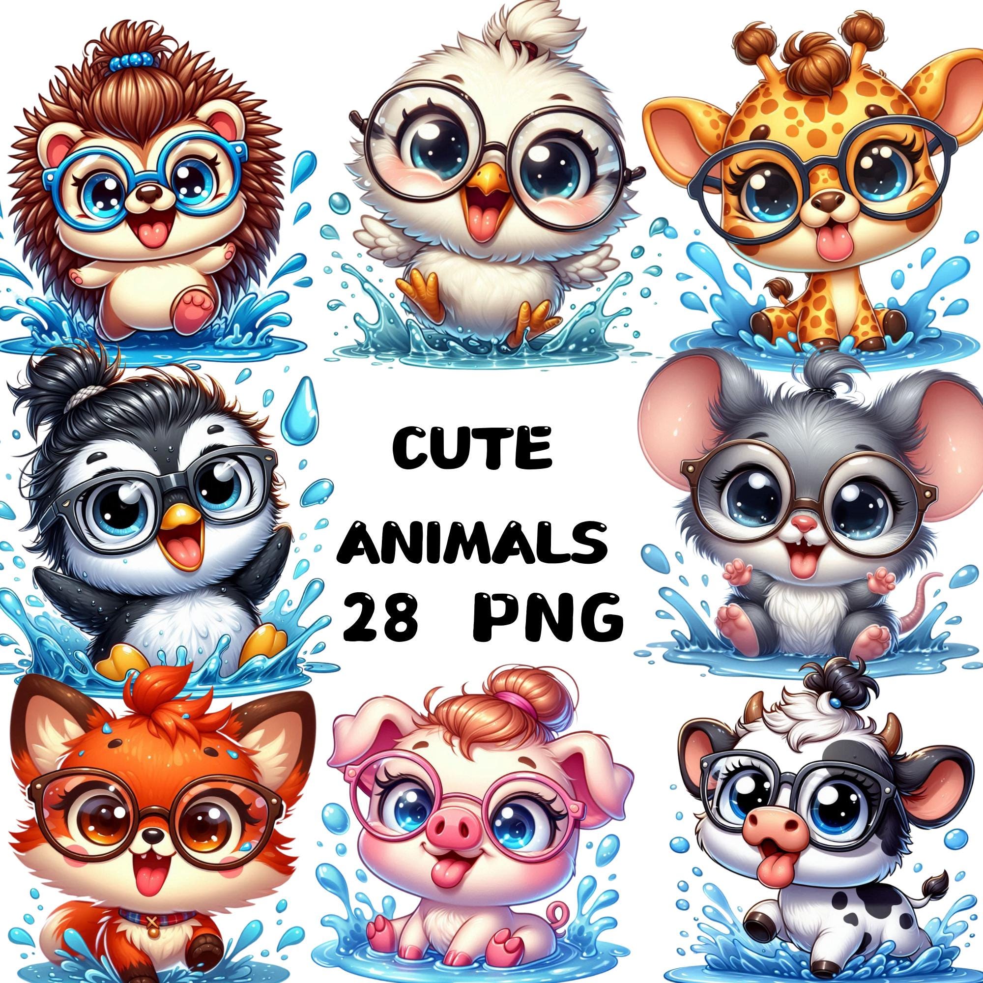 Cute Baby Animals Clipart, Watercolor Safari Set, Nursery Wall Art ...