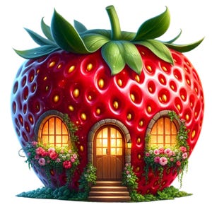35 PNG Fruit Houses Clipart, Clipart di frutta, case di frutta, banana, arancia, creazione di biglietti, illustrazioni, download immediato per uso commerciale