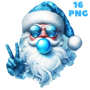 Retro Santa Blowing Bubble PNG: Funny Xmas Sublimation (Digital Download)