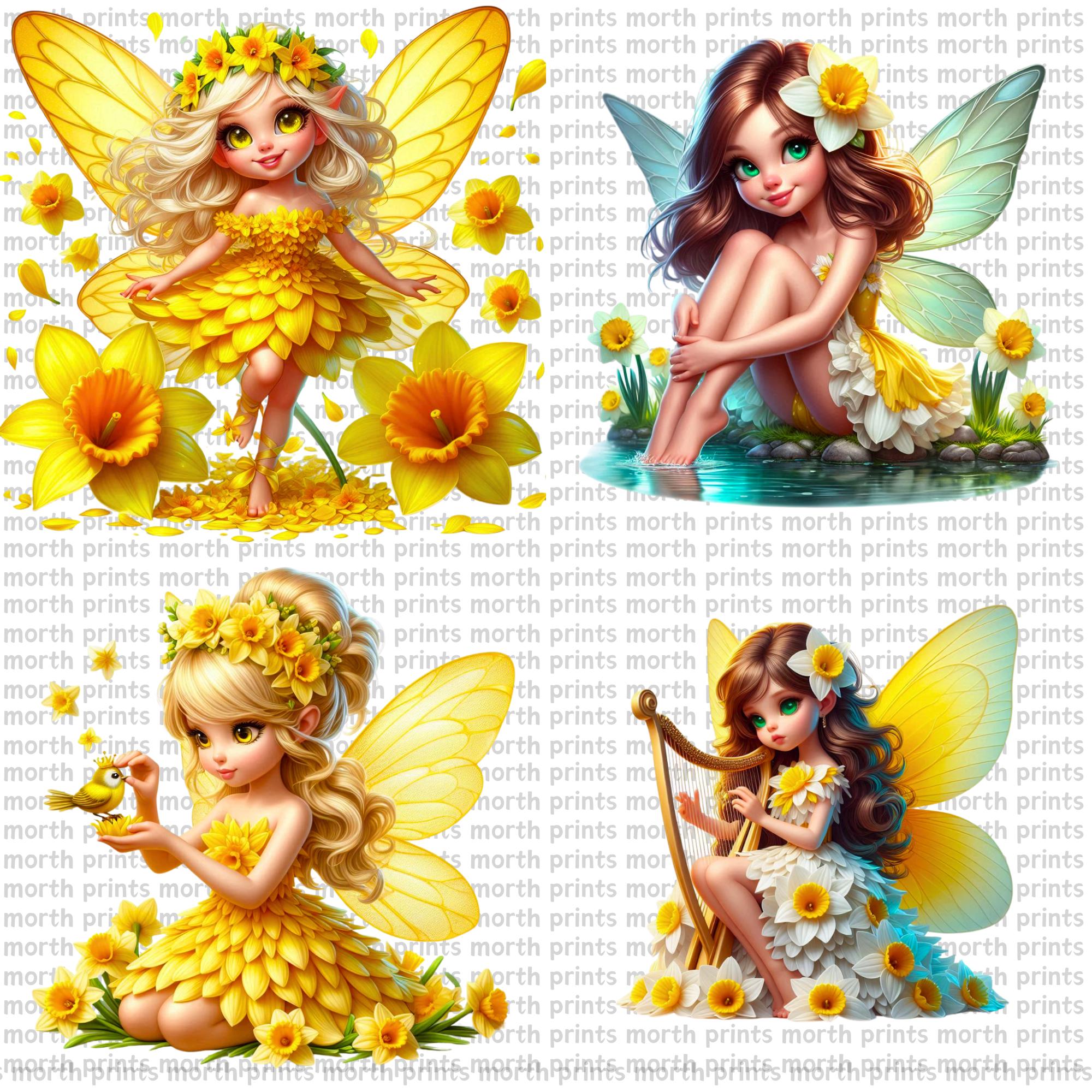 Daffodil Fairy Clipart PNG, Spring Flower Dress & Petal Wings, Garden ...