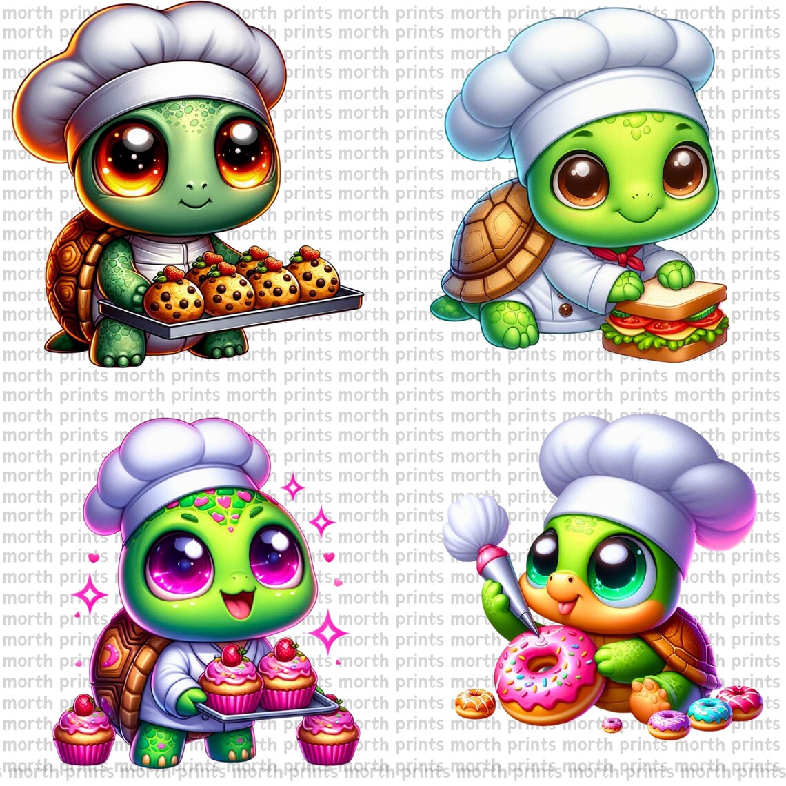 Chef Turtle Clipart PNG, Cute Cooking Turtles With Hats & Utensils ...