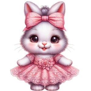 37 PNG Ballerina Bunny Clipart, Floral Bunny Clipart, niedliches Kaninchen, Baby-Kaninchen, Illustrationen, sofortiger Download für kommerzielle Nutzung