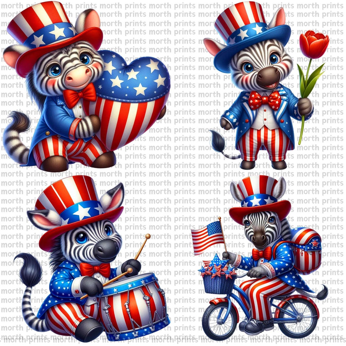 Patriotic Zebra Clipart PNG, Zebra With USA Flag Sunglasses, Cute 4th ...
