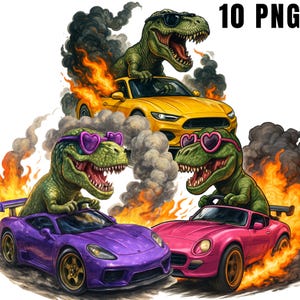 Dinosaur Cars Clipart , Extreme Offroad Vehicle Clipart, Monster truck, Illustrations , Car png, Instant Download for Commercial Use