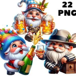 22 PNG Clipart gnomo alcolico, gnomo carino, gnomo di vite, gnomo della birra png, vodka png, illustrazione, download immediato per uso commerciale