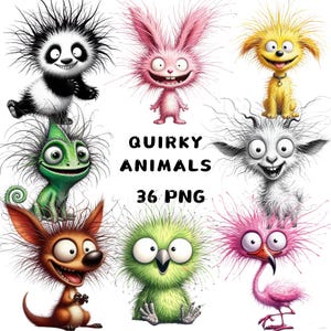 Clipart collection aquarelle animaux originaux, clipart animaux idiots, animal fou, lot d'animaux idiots, usage commercial, animaux mignons