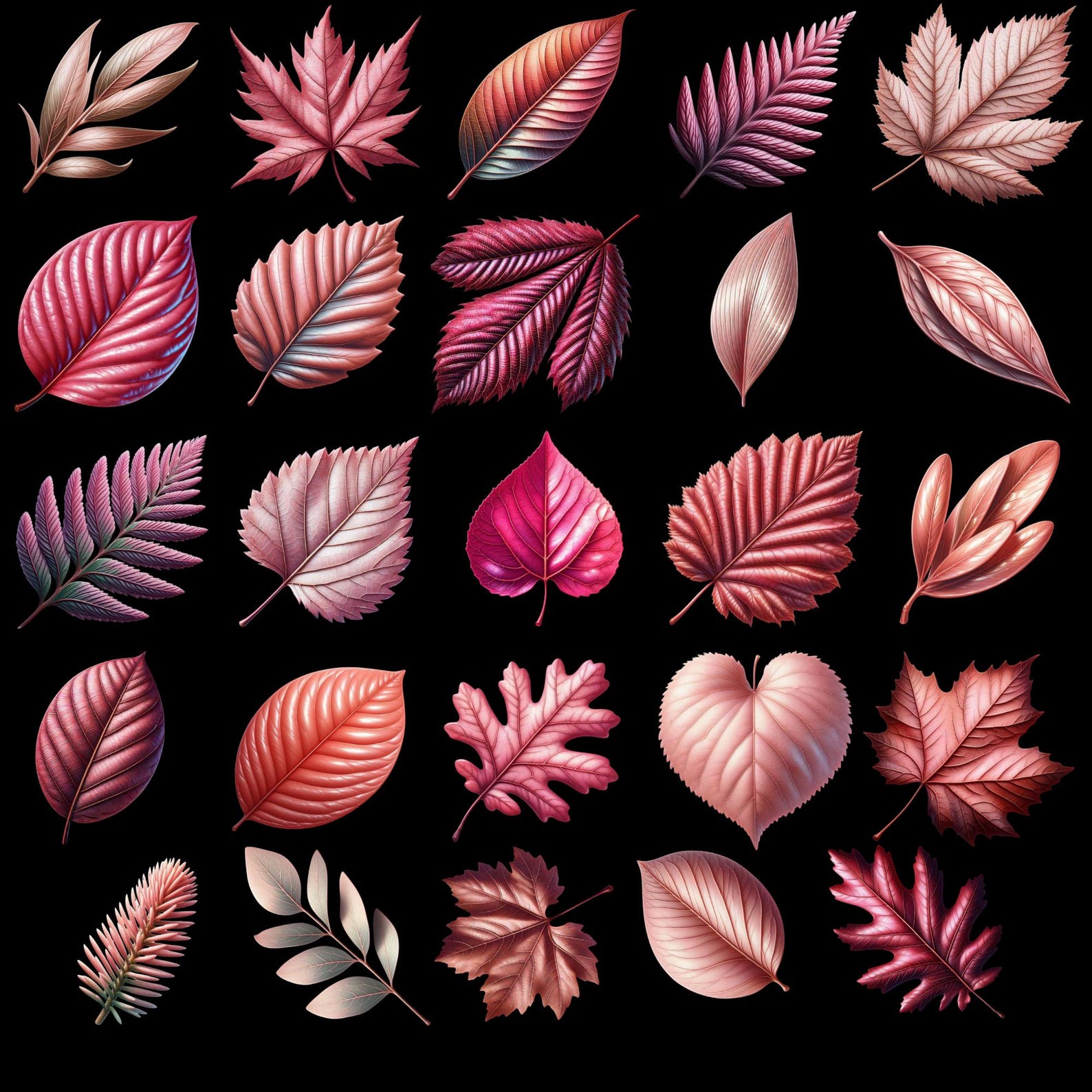 Pink Leaf Clipart PNG, Soft Watercolor Botanical Illustrations for ...