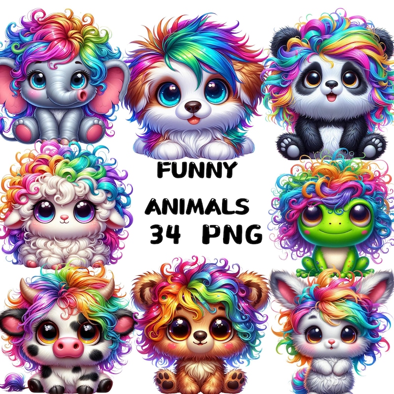 Coloriful Animals Colorful Animal Art - Etsy