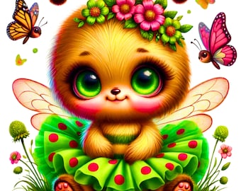 Imágenes prediseñadas de animales lindos de acuarela, animales de guardería, 42 archivos PNG, PNG transparente, pegatinas, sublimación, uso comercial