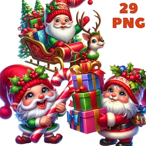 29 Christmas Gnome Clipart PNG Bundle: Commercial Use (Digital Download)