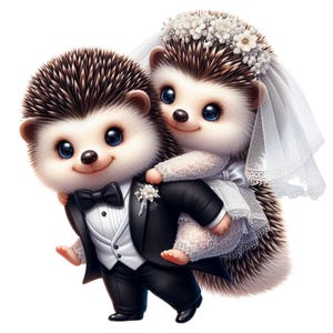 Clipart hérisson romantique PNG 28, couples d'animaux, Saint-Valentin, hérisson aquarelle, illustrations, téléchargement immédiat pour un usage commercial