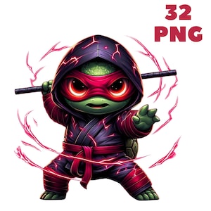 32 cliparts tortue Ninja PNG, animaux mignons, clipart animaux, lot d'animaux, illustrations, téléchargement immédiat pour un usage commercial