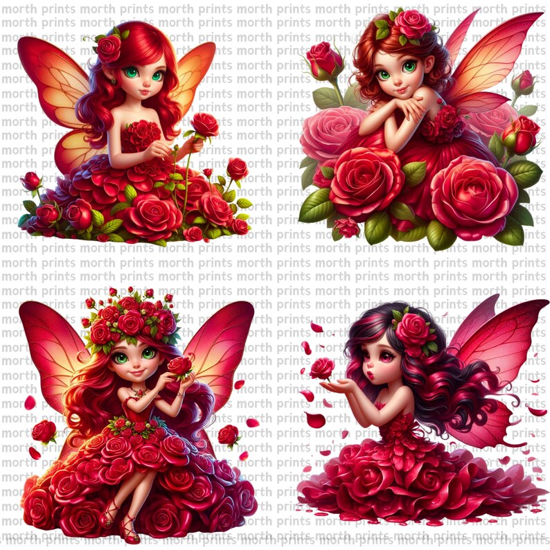 Fariry Roses Red Rose Fairy Clipart PNG, Floral Wings & Petal Dress, 27 PNG Files ...