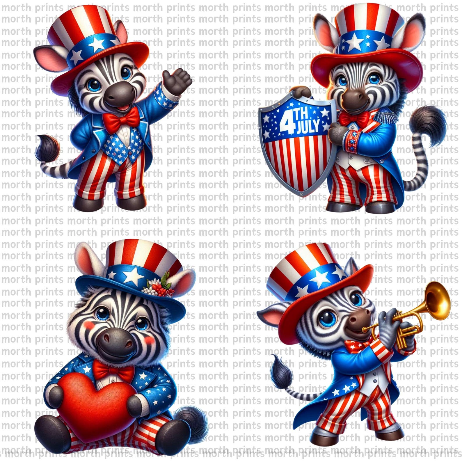 Patriotic Zebra Clipart PNG, Zebra With USA Flag Sunglasses, Cute 4th ...