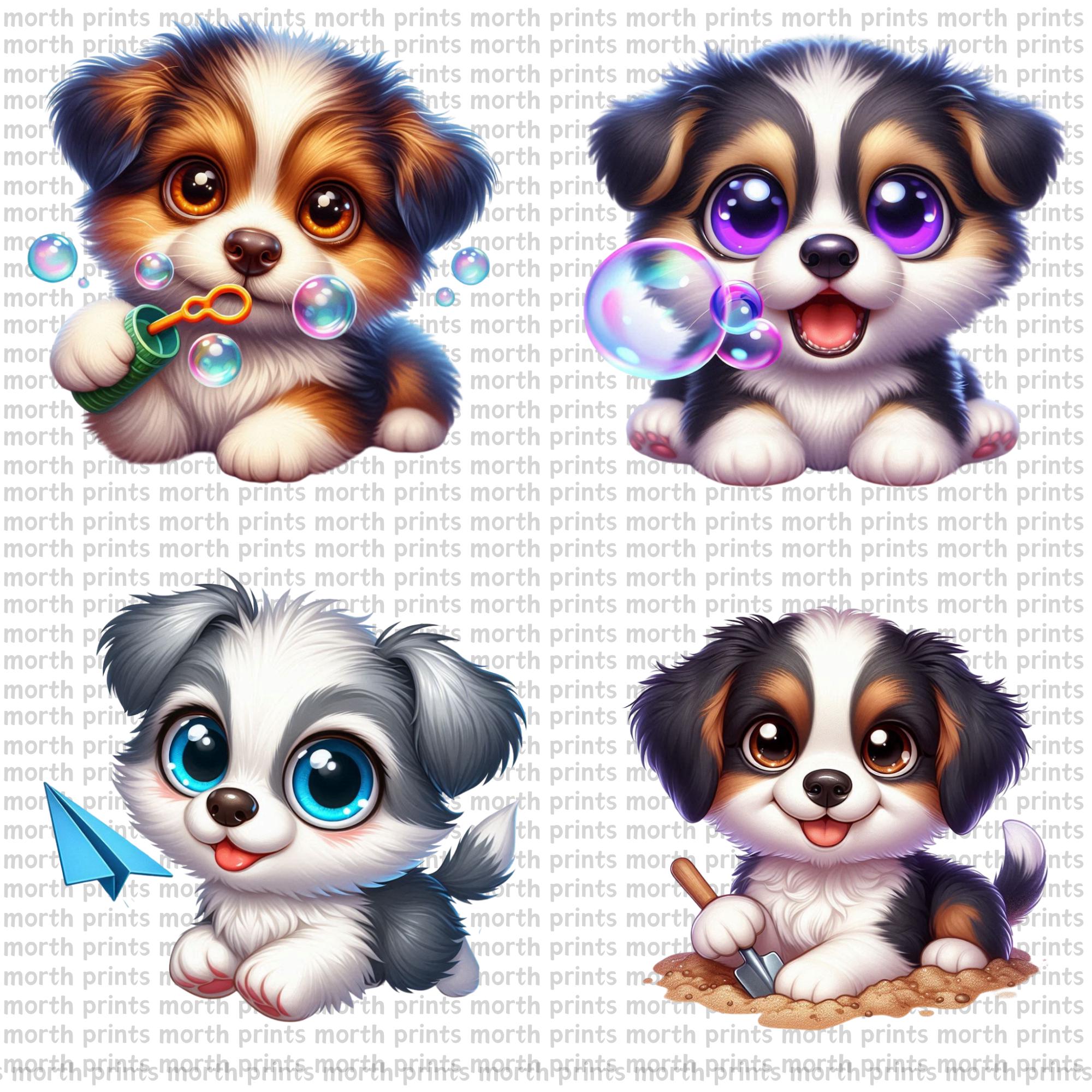Cute Baby Dog Clipart PNG, Puppies With Bows & Toys, 35 File, Nursery ...