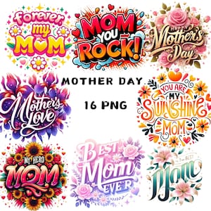 16 PNG, Muttertag Clipart, Blumen für Tshirt, Sweatshirt-Design, Geschenk für den Muttertag, Geschenk Blumen Muttertag, Blume png,