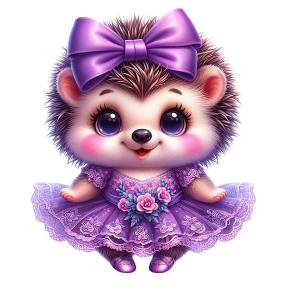 Ballerina Hedgehog Clipart PNG, Cute Dancing Hedgehogs in Tutu, Nursery Ballet, Transparent Background, Sticker, Sublimation, Commercial Use